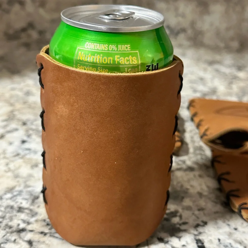 LEATHER CAN HOLDERS lot of 4 Mercedes-Benz Coozie for 12-16 oz cans. NWT - Picture 6 of 7